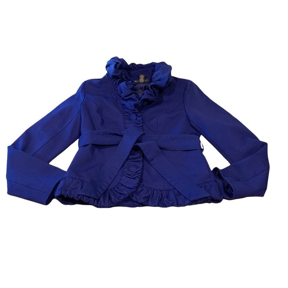 Inc International Concepts Women's Purplish Blue Ruffled Jacket Small